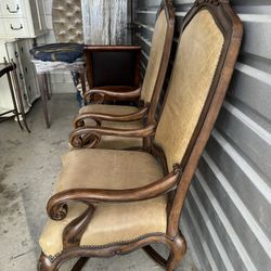 Vintage French Style Hand Carved Leather Accent Chairs - Originally $1400.    Asking. $225