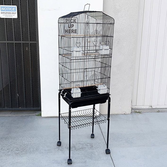 (NEW) $60 Small to Medium Bird Cage 60” Tall Parrot Parakeet Cockatiel Bird Cage 18x14x60” Rolling Stand