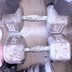 50 lb Dumbbell Pair – Solid Cast Iron Hex Weights