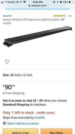 USEDUsed Aqurium Aqueon Modular led light 48’’ + free 2 extra Colormax