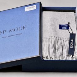 EP Mode 100% Pure Cashmere Throw Blanket whisper white