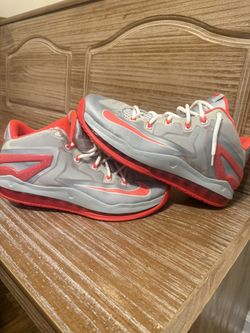 Nike LeBron 11 Low Base Grey Laser Crimson 