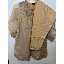 Party embroidered yellow girl Eid festival dress size 9-10