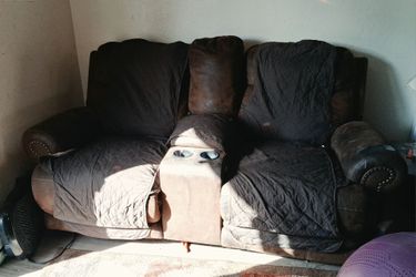 brown suede electric reclining couch