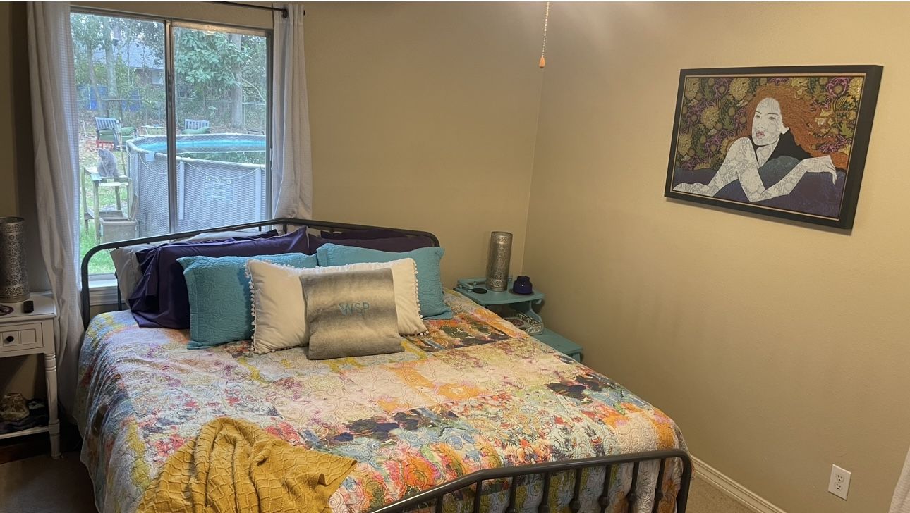 Kind Size Bed, Mattress and Sheets. 