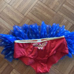 Nwot Wonder Woman Red Blue Fluffy Costume Bottoms 