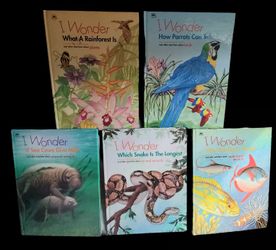 I Wonder Set of 5 Hardbacks includes Facts on Mammals, Birds, Underwater Animals, Plants, Reptile &