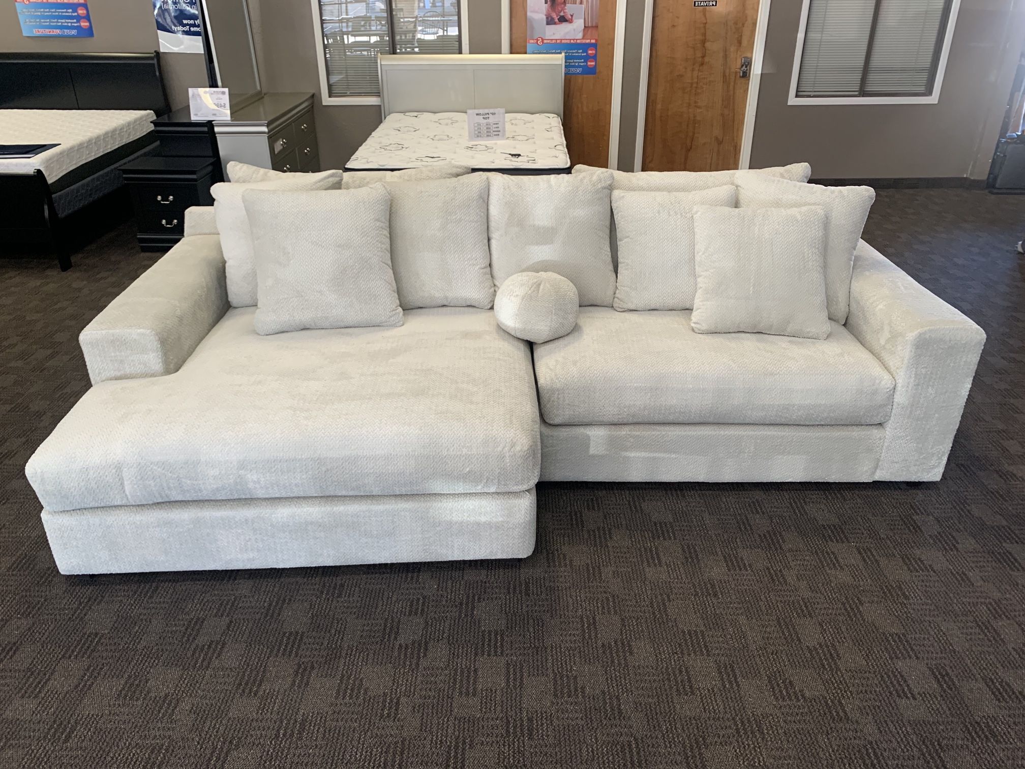 Oversized White Cream Sectional Couch