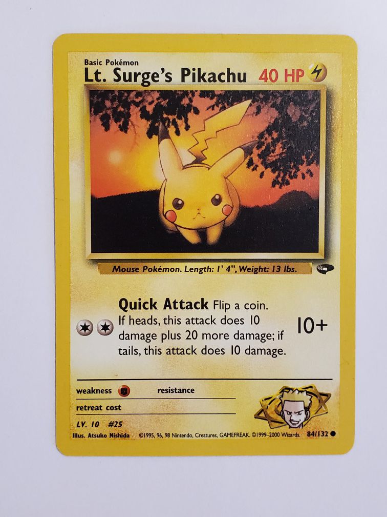 2000 LT. Surge's Pikachu Pokemon Card