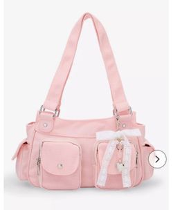 Pink Multi Pocket Shoulder Purse