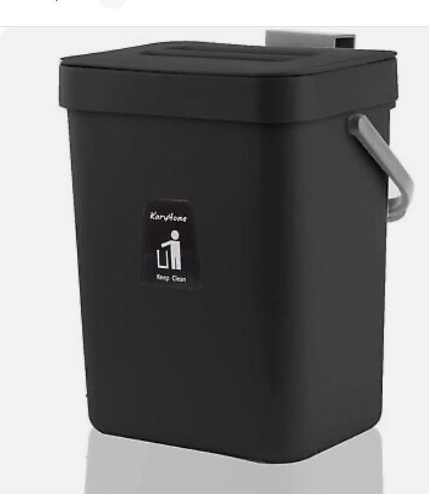 KaryHome Countertop Compost Bin with Lid, Hanging Small Trash Can with Lid Under Sink for Kitchen Bathroom，Mountable Compost Bucket 5 L/ 1.3 Gallons 