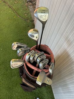 COMPLETE GOLF SET - Wilson  3-PW matching irons w/ Sw, putter, & 2 woods + BAG