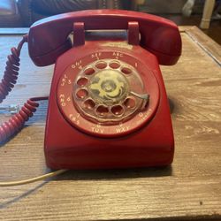 1960’s-70’s  Red Rotary Desk Phone