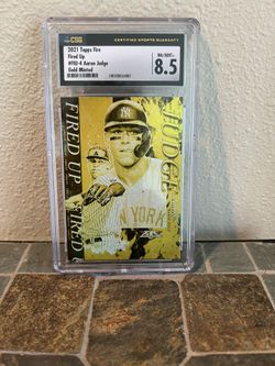 2021 Topps Fire #FIU-4 Aaron Judge Fired Up Gold Minted CSG Grade 8.5 Near Mint/Mint+