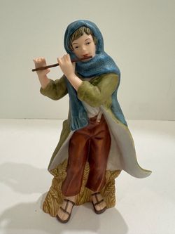 Thomas Kinkade Hawthorne Village Song of Peace Musician Flute Nativity Figurine