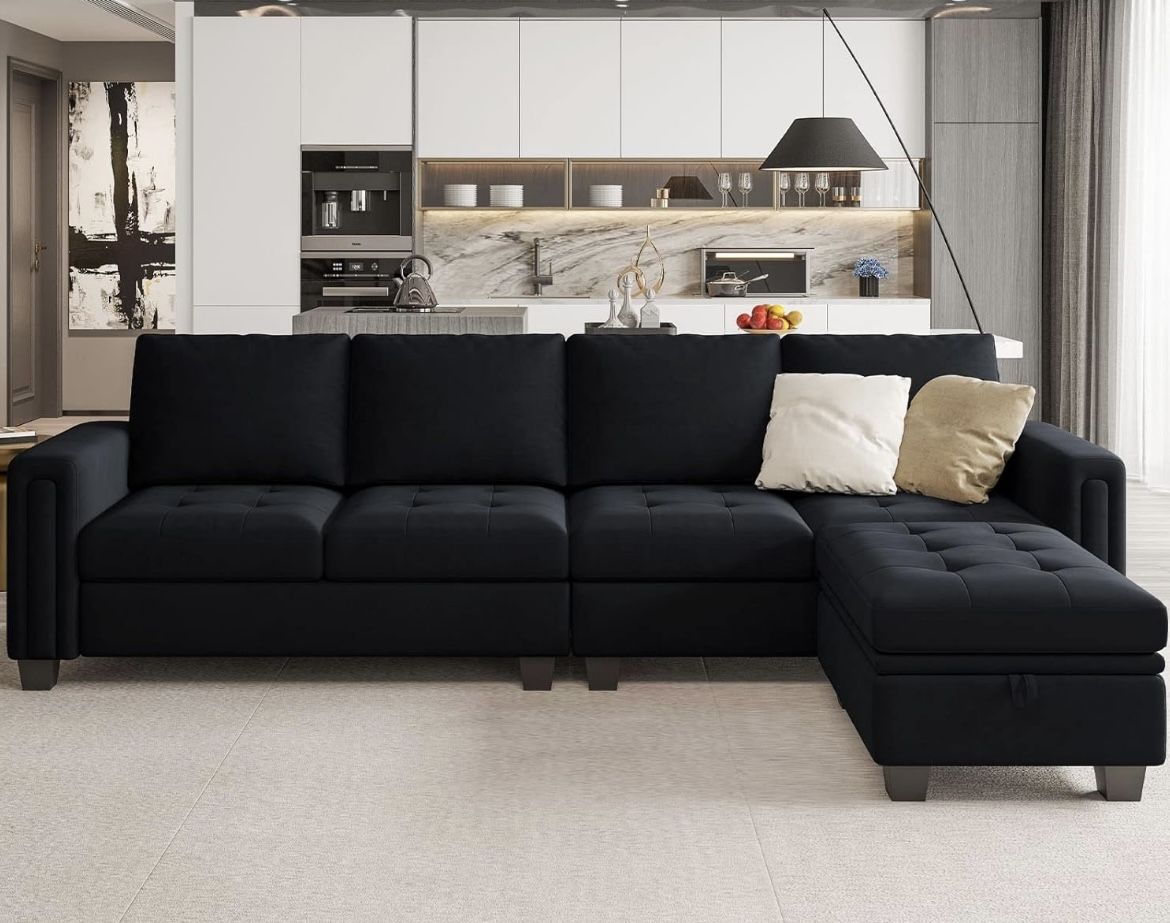 Brand New Black Velvet Couch