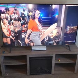 65" Lg Webos, TV Stand With Fire Place