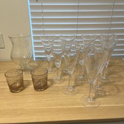 Set 13 French La Verrerie De Biot Bubble Drinking Glasses Art Glass Drinkware Glassware