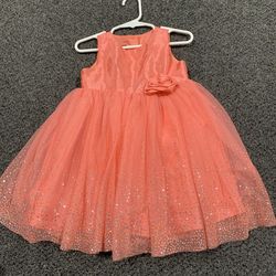 Holiday Editions girls size 18 month coral shimmery silver tulle dress - perfect for Easter