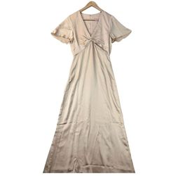 Show Me Your Mumu Rome Twist Gown Maxi Dress Champagne Luxe Satin Women Sz Small