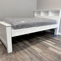 White Full Bed With Mattress 