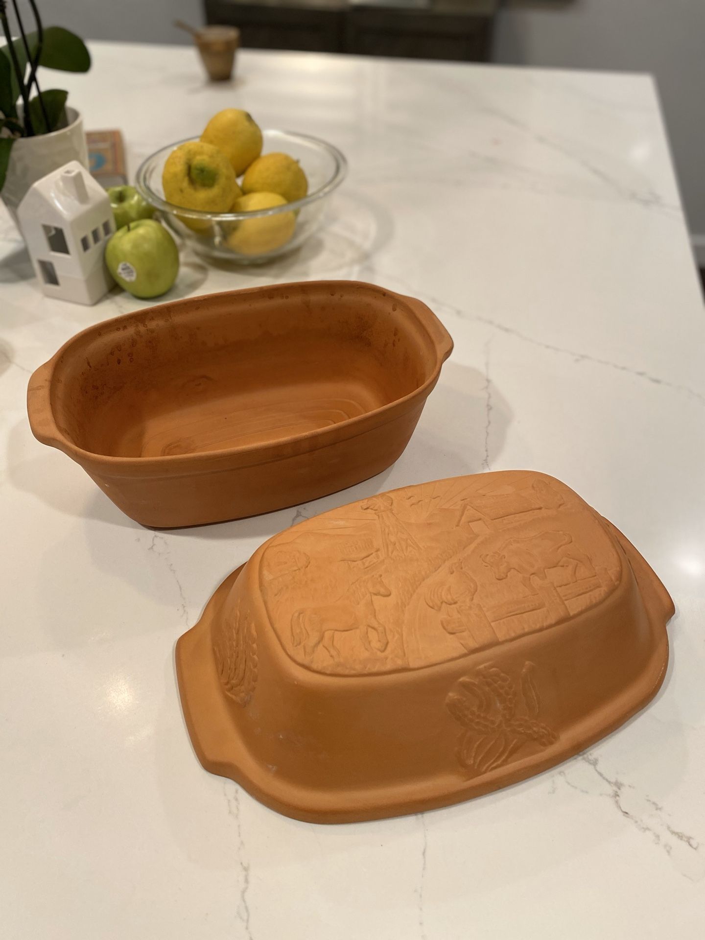 Vintage ABC Terra Cotta Clay Pot Roaster Dutch Oven made in USA