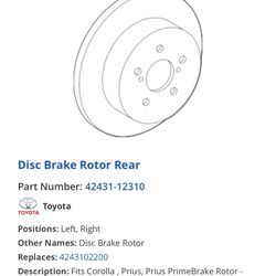 Toyota Oem Rear Rotors Pair
