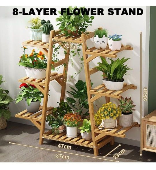 Brand new in box📦 8-shelf bamboo plant stand 🎍🎋