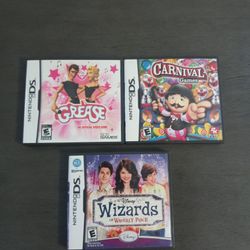 3 Ninitendo DS Game Bundle Wizards If Waverly Place,Grease And Carnival Games