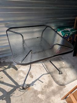 3ft tall 4ft x 4ft Glass top table