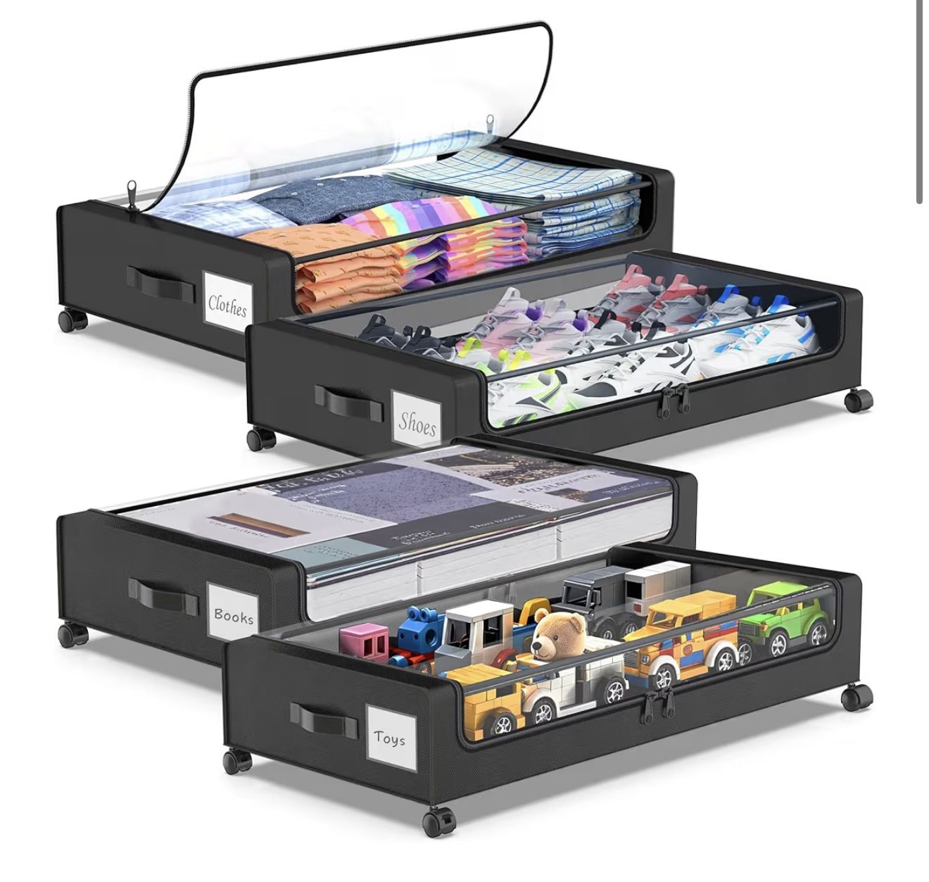 Under Bed Storage With Wheels 4 Pack