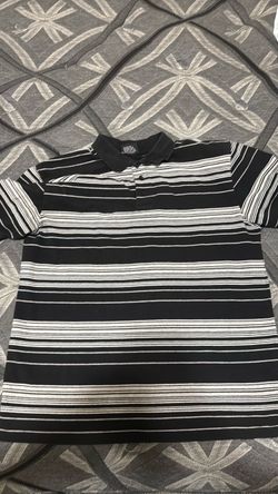 YAGO Black and White Striped Polo Shirt