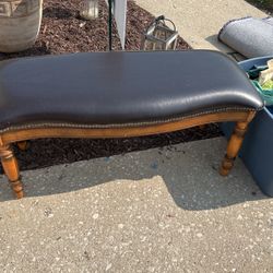 Antique Black Leather Bench/ Ottoman Free!!