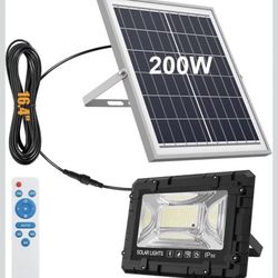 200W Solar Street Light Waterproof 200W Solar Street Light Waterproof, 16ft Wire 20000LM LED Security Flood Lights Outdoor, Automatic Dusk to Dawn Sol