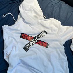 Roberto Cavalli White Hoodie Size Medium Man’s 