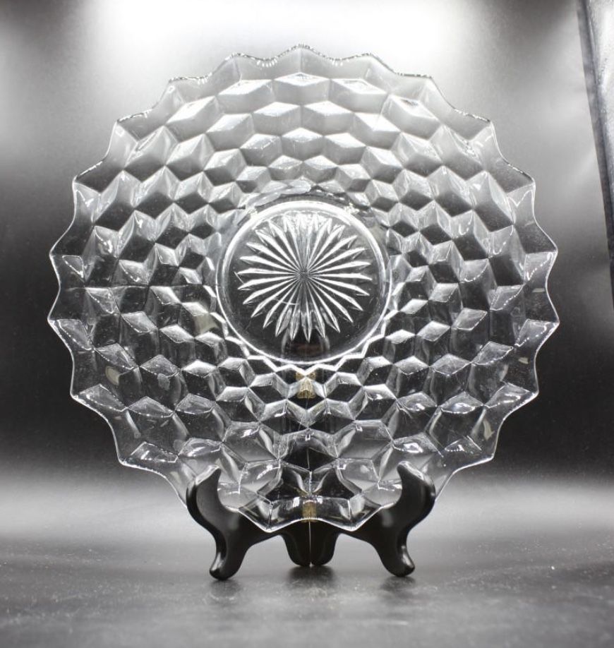 Vintage Clear Glass Serving Dish 12.5” MCM