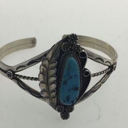 Turquoise Bangle Silver Bracelet S925  16.2 Grs 