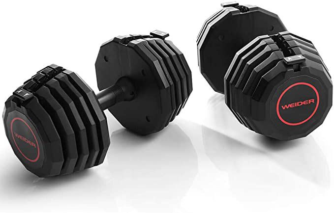 100 Pound Weider Adjustable Dumbbell Weight Set (Pair of 50 lb Weights) Brand New !