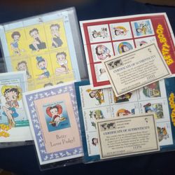 Set Of 5 Betty Boop Themed Stamp Collection Souvenir Sheets