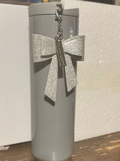 Starbucks Gray Tumbler with Glitter Bow Charm