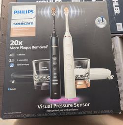 PHILIPS Battery Powered Sonicare Diamond Clean Rechargeable Toothbrush for Complete Oral Care 2-Pack Handles
