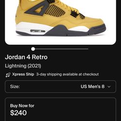 Air Jordan 4 Thunder Size 8