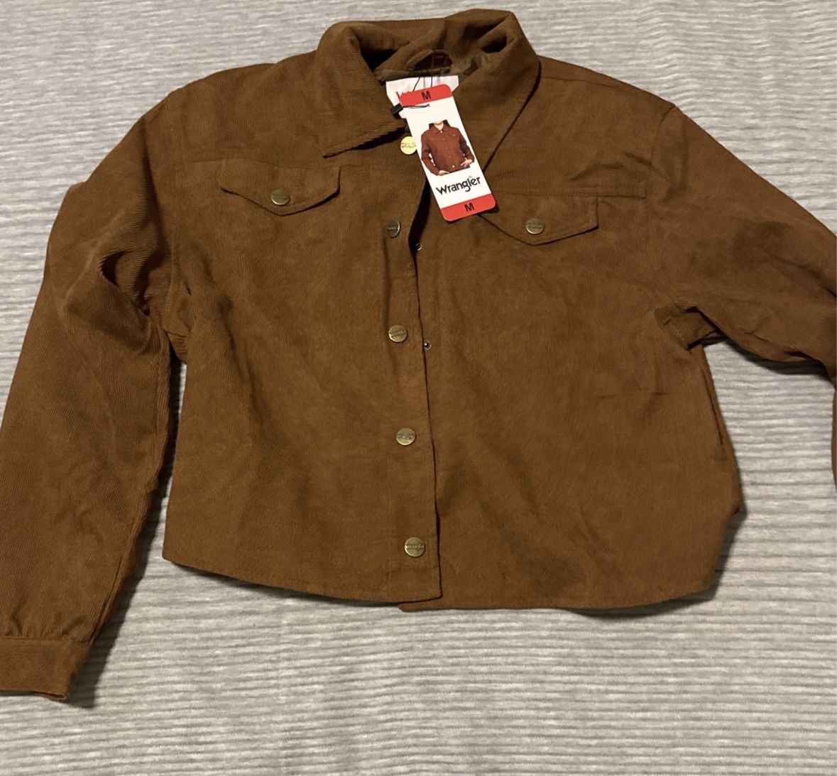 New Wrangler Corduroy Cropped Shirt Jacket Medium 