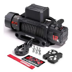 OPENROAD 12000 lbs Winch with Synthetic Rope and 2 Wireless Remotes -Panther Series 3S