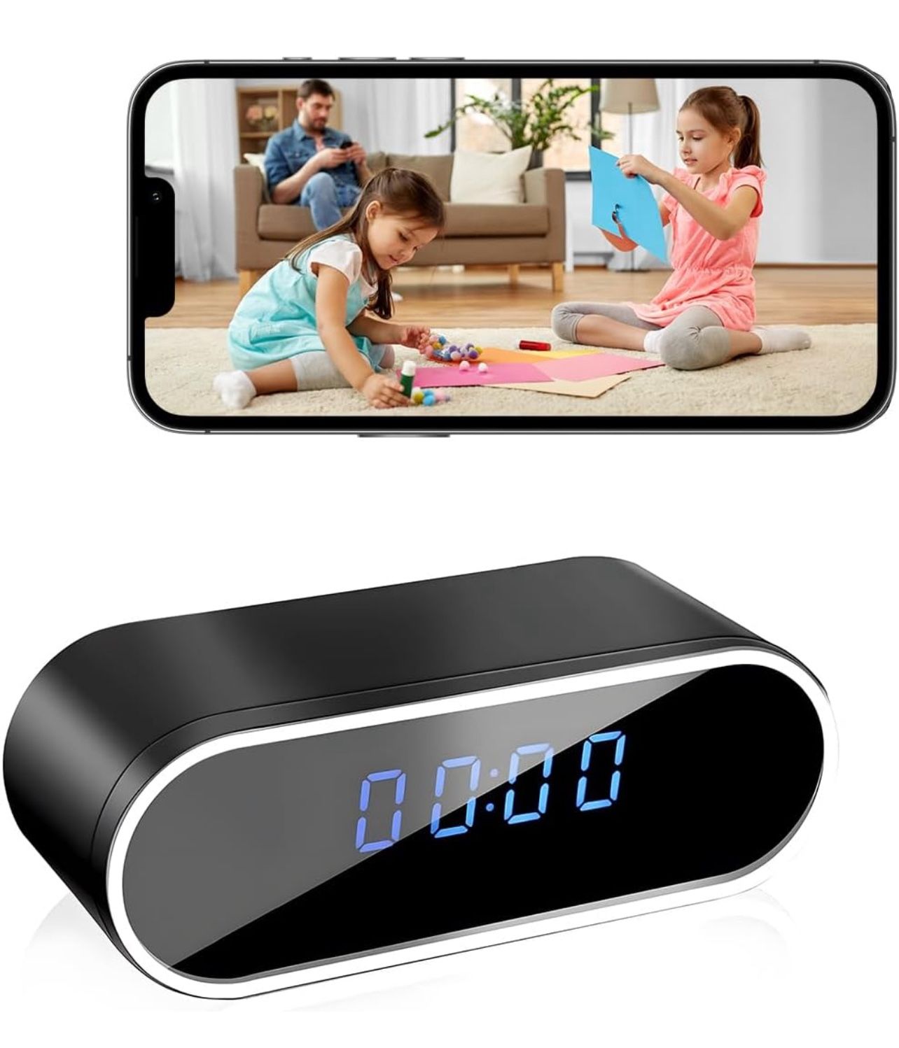 Smart Clock Camera, WiFi HD 1080P Wireless Mini Camera with Night Vision, Motion Detection, and Remote Viewing, Nanny Cam for Baby/Elder/Pet Care, Hom