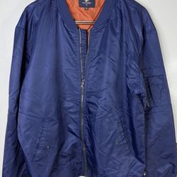 Bomber Jacket Navy Orange Lined Oversized 6XL Fits like US 2XL