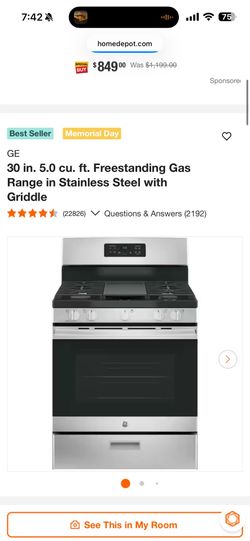 Ge 30 in freestanding gas range brand new.  Never used