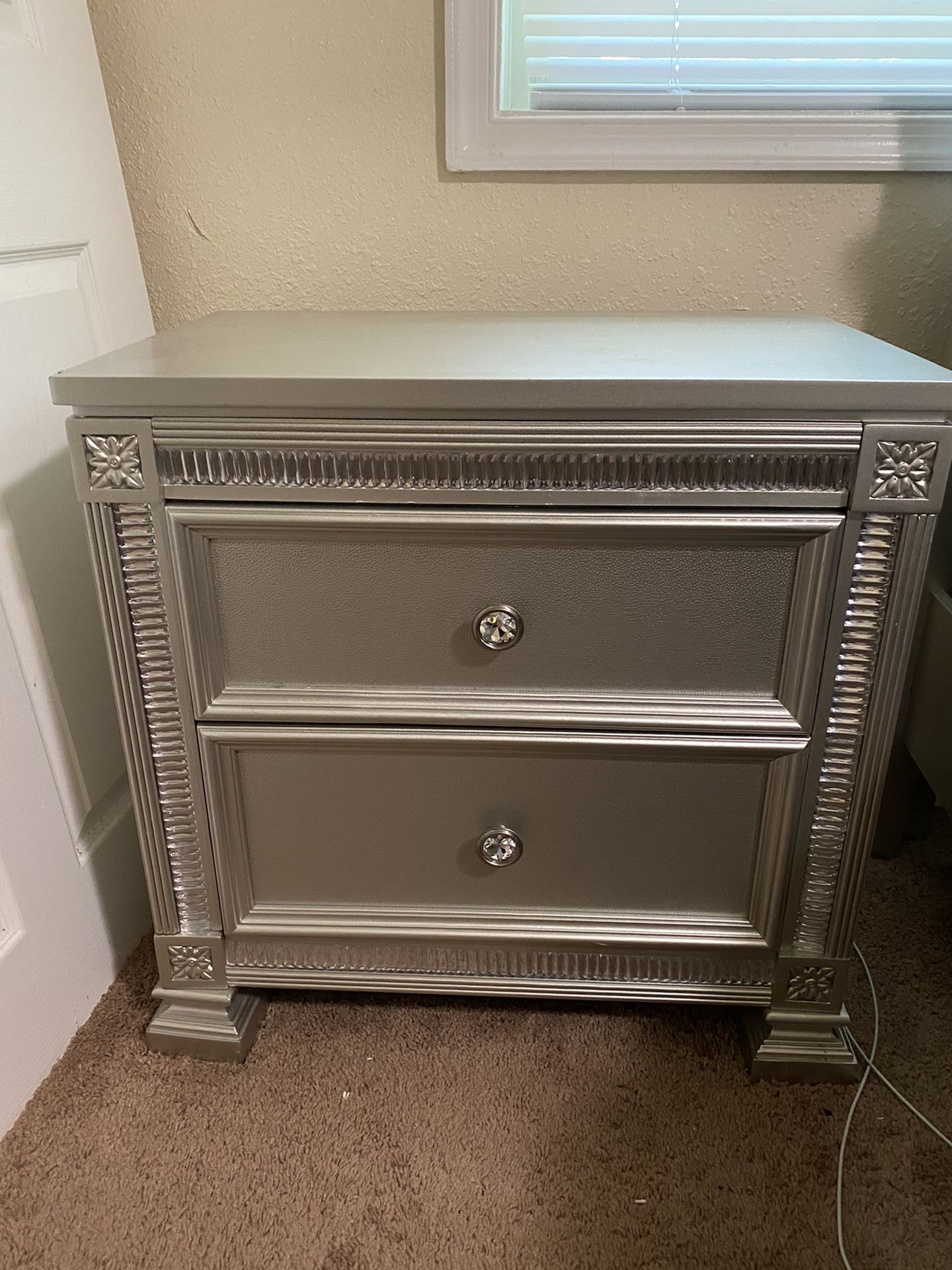 Silver Bedroom Set w/Mattress and Box Spring