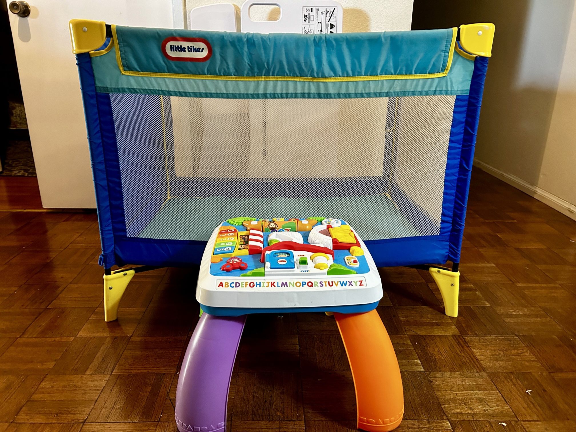 Little Tikes Travel Cot & Fisher-Price Laugh & Learn Table