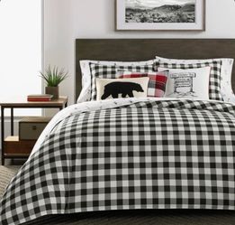 Black and White Buffalo Check duvet queen Set